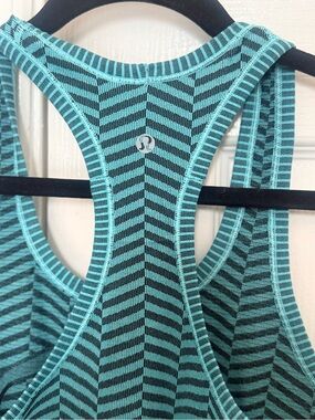 lululemon athletica Teal and Black Striped Racerback Tank